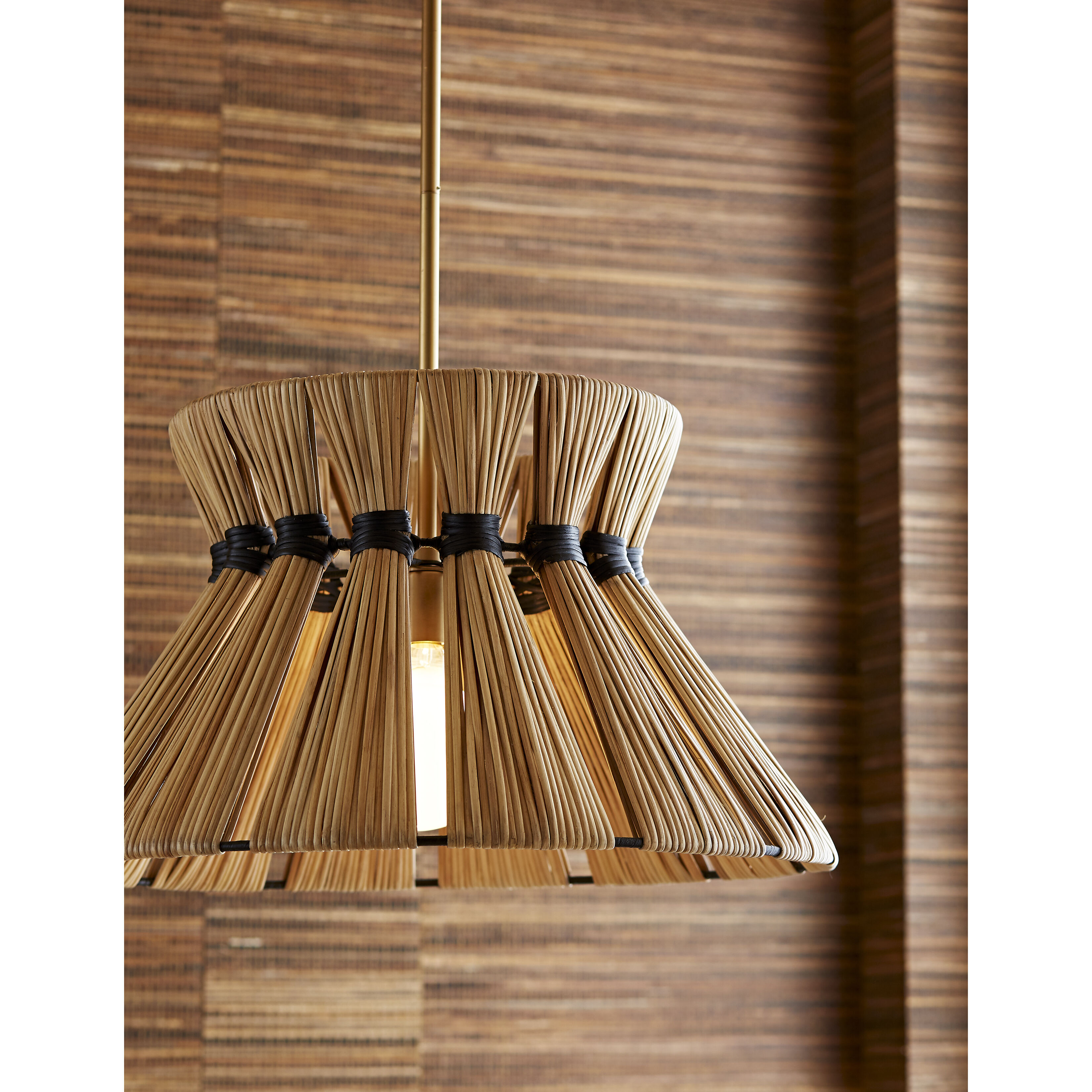 Harvey 1 Light 26 inch Natural and Antique Brass Pendant Ceiling Light